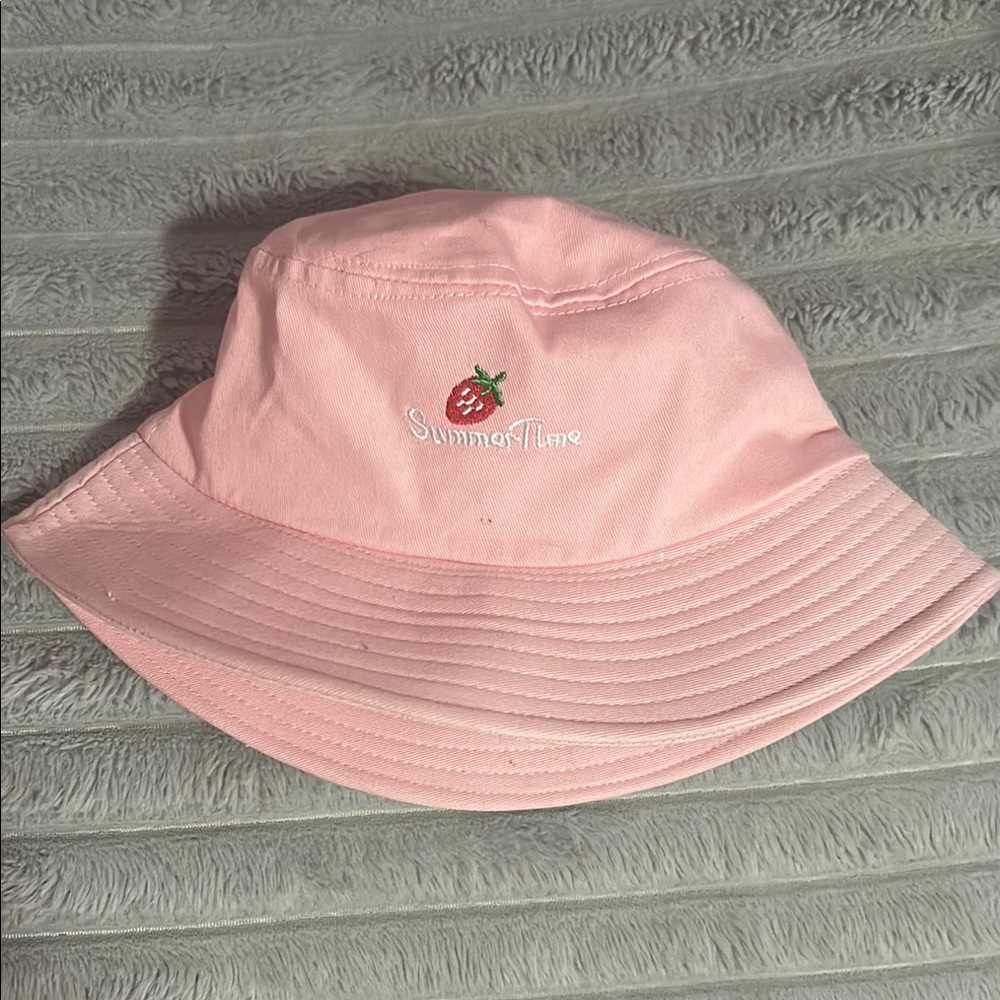 Hot Topic Pink Strawberry Bucket Hat